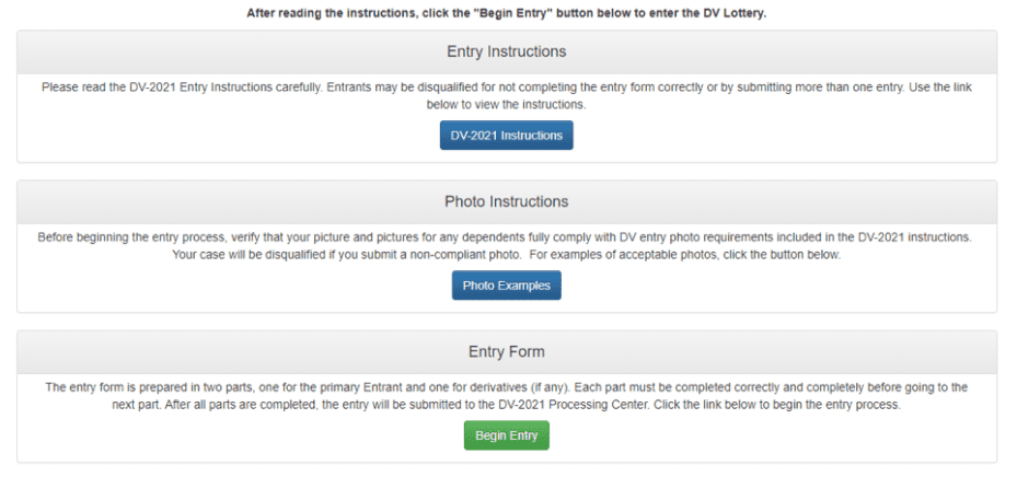 على الموقع الإلكتروني:www.dvlottery.state.gov  يجب على المترشحين لهذا البرنامج التوفر على شهادة الباكلوريا أو خبرة مهنية تطلبت تدريبا أو تكوينا تعليميا لمدة سنتين على الأقل خلال الخمس سنوات الماضية.   تتم تعبئة إستمارات المشاركة إلكترونياً  فقط و حصرياً على الموقع  www.dvlottery.state.gov، كل طلبات المشاركة على الورق أو خارج الأجل المحدد لذلك غير مقبولة ، و يتعين على الشخص الراغب في المشاركة أن يتقدم بطلب واحد فقط و أن يتأكد من أن جميع المعلومات التي يدلي بها صحيحة و كاملة مع إرفاقها بعنوان البريد الإلكتروني للمترشح و تعداد جميع أفراد عائلته (الزوجة أو الزوج و الأبناء) مرفوقة بصورهم الشخصية.  يمكن للمشاركين الإطلاع على  نتائج السحب و مواعيد المقابلات بالدخول دائما على نفس الموقع www.dvlottery.state.gov من خلال خانة (Entrant Status Check)  و ذلك بإستعمال رقم التأكيد المُتحصل عليه أثناء عملية التسجيل.  سيتم إعلام المترشحين المقبولين بالخطوات و الإجراءات الواجب إتباعها عن طريق رسالة على بريدهم الإلكتروني تعلمهم بمراجعة الموقع المشار إليه أعلاه ، وزارة الخارجية الأمريكية لن تقوم بإرسال أي تعليمات عبر البريد العادي و ذلك  تماشيا مع المجهودات التي تبدلها الوزارة للحد من عمليات النصب و الإحتيال التي يقع ضحيتها المشاركين في البرنامج.  يُفضل من الراغبين في المشاركة في البرنامج الإسراع بالتسجيل و عدم  الإنتظار حتى الأسبوع الأخير من المهلة المحددة لذلك.  ==========================  يوفر برنامج تأشيرات التنوع للمهاجرين 55000 تأشيرة تنوع سنويا تأخذ بشكل عشوائي من كل الاشتراكات و تصدر لفائدة الأشخاص الذين يستوفون شروط الأهلية من الدول ذات النسب الدنيا بخصوص الهجرة إلى الولايات المتحدة. يتم إجراء قرعة بشكل عشوائي عن طريق الحاسوب لاختيار الفائزين للحصول على تأشيرة التنوع. و توزع التأشيرات على أربع مناطق جغرافية مع الحرص على إعطاء أكبر عدد من التأشيرات للدول ذات النسب الدنيا بالنسبة للهجرة إلى الولايات المتحدة.